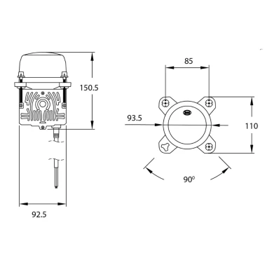 DSL HLB10 LAHI KAUKOVALO LED 90mm PAIVAVALOLLA mittakuva kuva